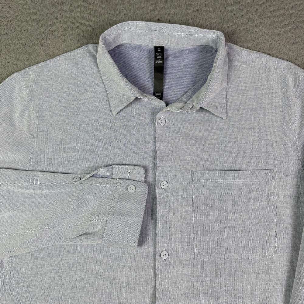 Lululemon Commission Long Sleeve Shirt Mens M Blue Oxford Fabric Work Dress